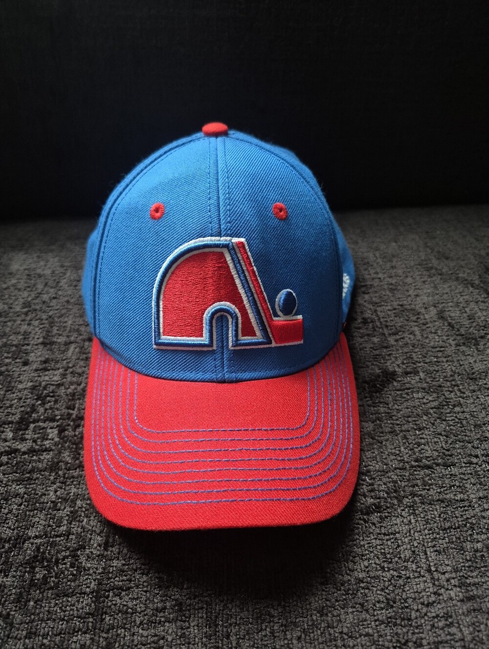 NWT Adidas Quebec Nordiques NHL "Bar Down" Snapback Hat Cap - Blue/Red Retro